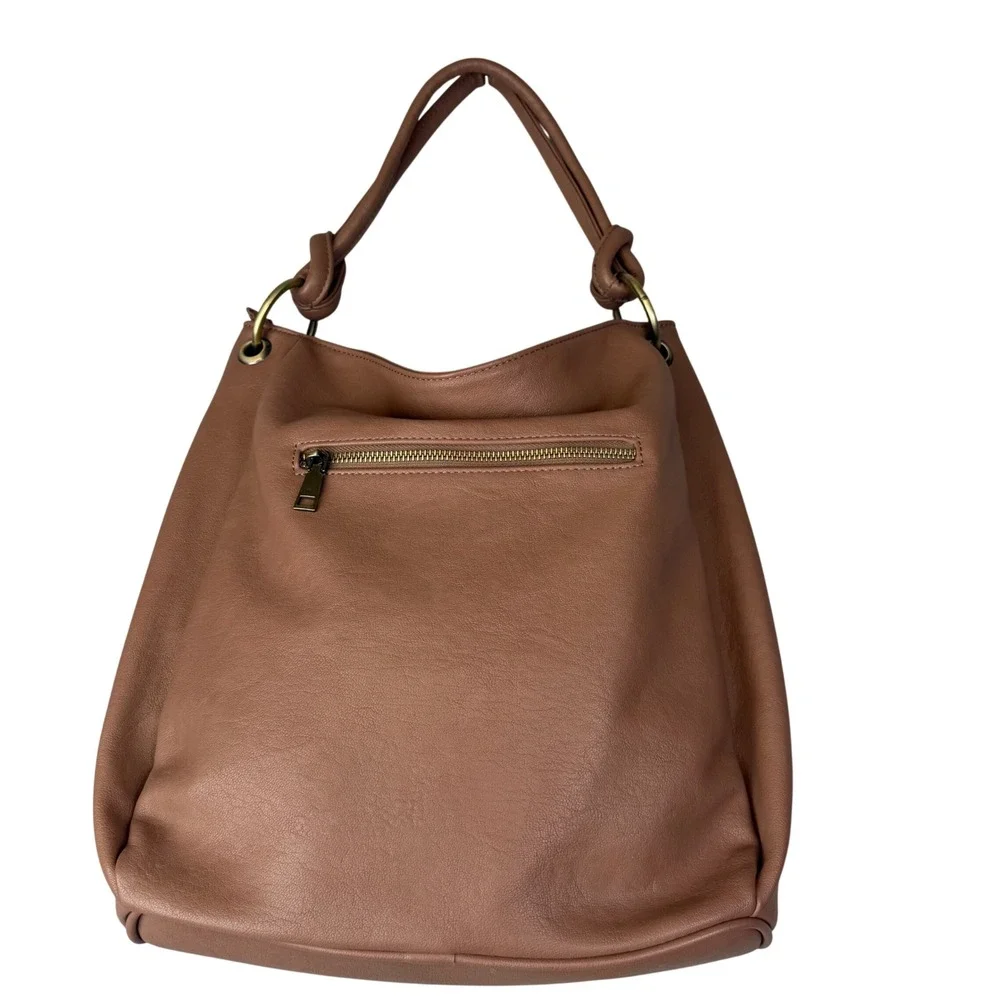 Antik Kraft Vegan Leather Hobo Bag Brown Ring Handle Slouchy Boho Shoulder Tote